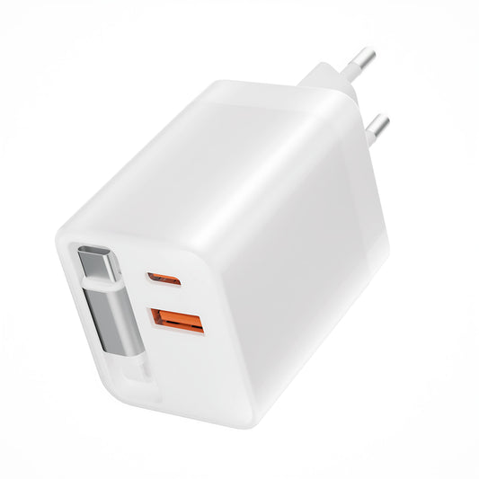 65-W-GaN-USB-C-Schnellladeadapter mit einziehbarem Kabel